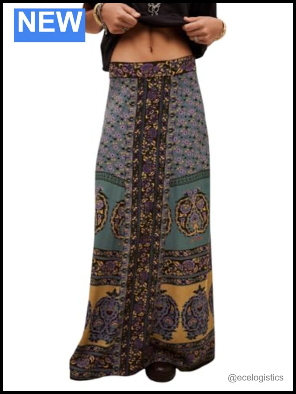 ba&sh Bayro Skirt 100% Viscose Maxi Floral Print Wear to Work